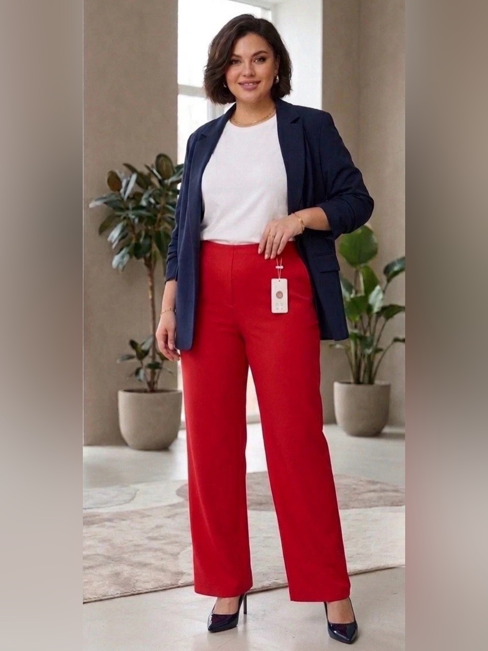 iChosy Plus Size 18x32 Red Wide Leg Trousers Work Office Dress Pants NWT